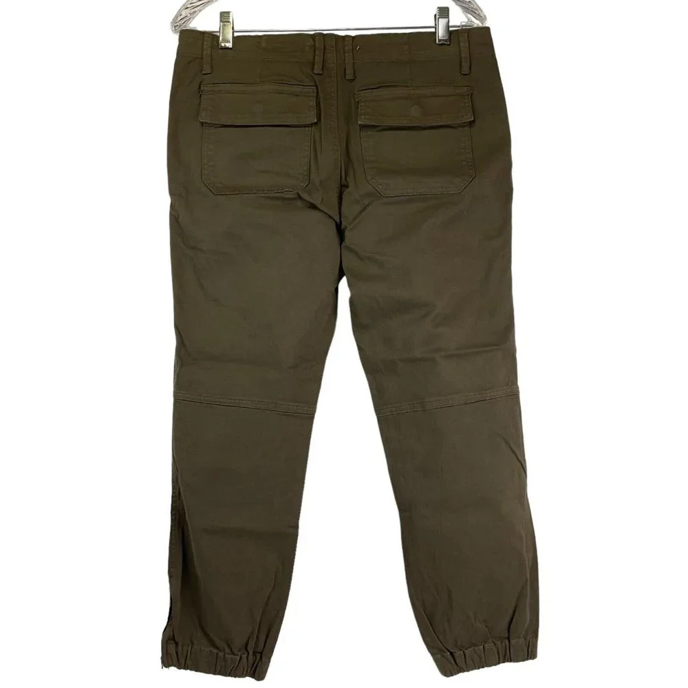 Kancan Jogger Pants Women's Sz 28 Green Brown 4 Pocket Cropped Mid Rise $78 Nwot - Picture 2 of 11